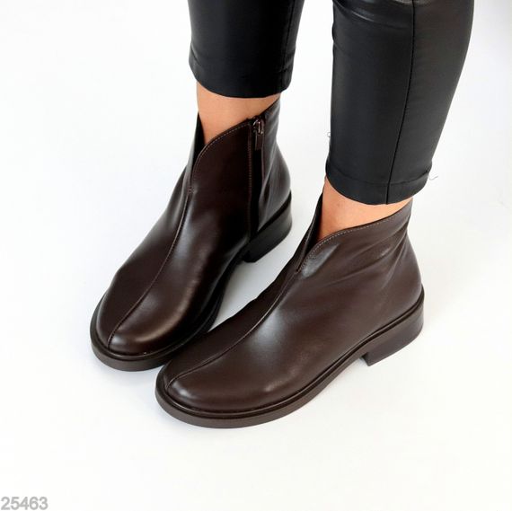 Шикарні черевики натуральна шкіра колір Шоколад стильний мінімалізм | Зображення 3