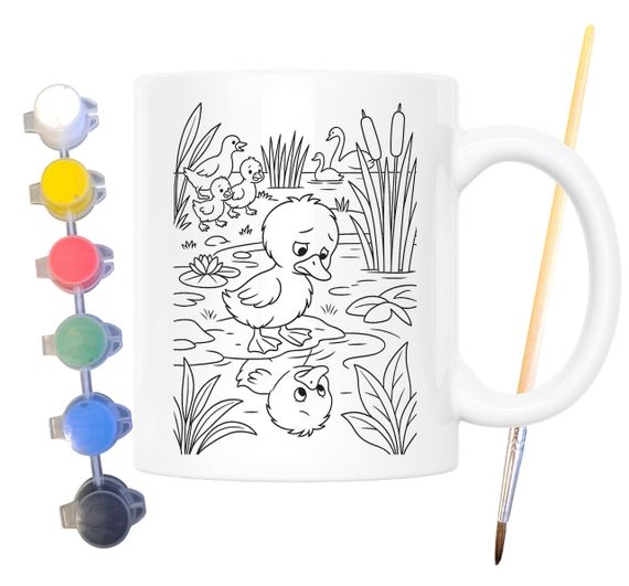 Набор для творчества кружка раскраска Гадкий утенок (по мотивам книги Ханса Кристиана Андерсена) 330 мл белая (КР0185)