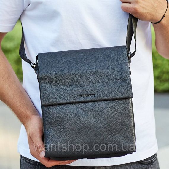 Мужская кожаная сумка-мессенджер через плечо BEXHILL TM-77298 черная