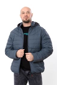 Стьобана демісезонна чоловіча куртка з капюшоном Носи своє 56 Темно-сірий​ (p-18176-214974)