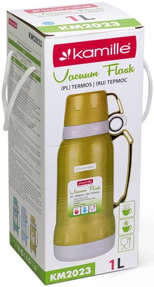 Термос Kamille Glass Nigella 1000мл дзеркальна колба і 2 чашки | Зображення 4