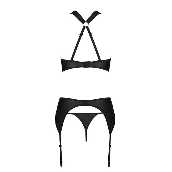 Сітчастий набір: бюстгальтер з халтером Passion Amanda Set black, L/XL | Зображення 5