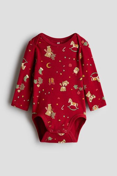 Дитяче новорічне боді для новонароджених H&M 56 см Червоний (25111703B)