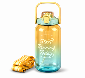 Спортивная бутылка для воды START TRAINING (1500 мл) - Матовый градиент, Желто-голубая с ручкой