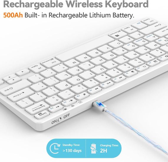 Клавіатура бездротова Bluetooth-TQQ QWERTY для iPad 10/iPad Pro/iPad Air/iPad Mini/iPad 10,2", | Зображення 2