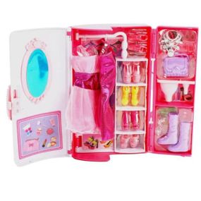 Шафа з одягом та аксесуарами для ляльок JJ 8708 Рожевий