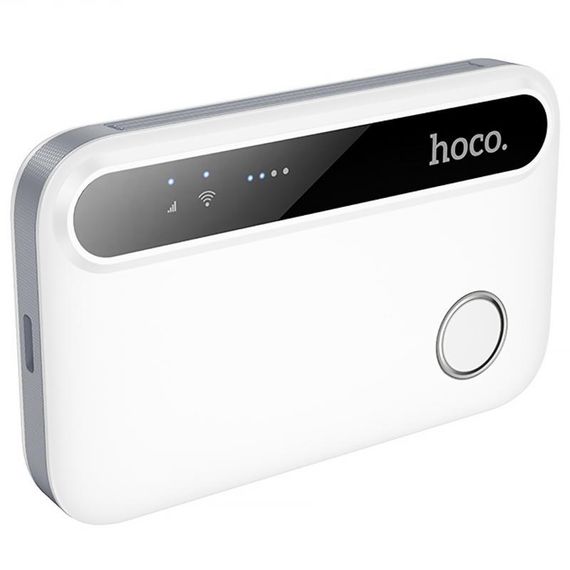 Портативный модем WiFi роутер Hoco HI41 150Mbps (Micro SIM) 2100 mAh White | Зображення 1