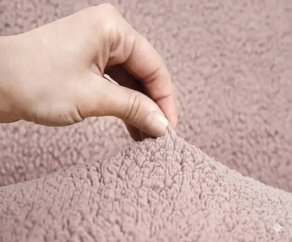 Чохол на тримісний диван плюшевий Venera "Sofa soft" 306 Пудровий | Зображення 2
