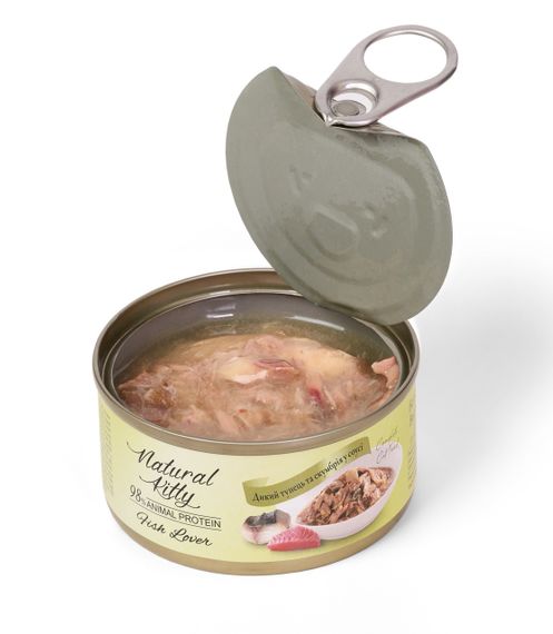Вологий корм для котів з тунцем і скумбрією Natural Kitty Lover Mackerel And Tuna In Gravy, 70 гр | Зображення 1