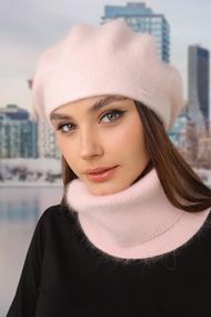 Комплект «Кристина» (берет и баф) светлая пудра