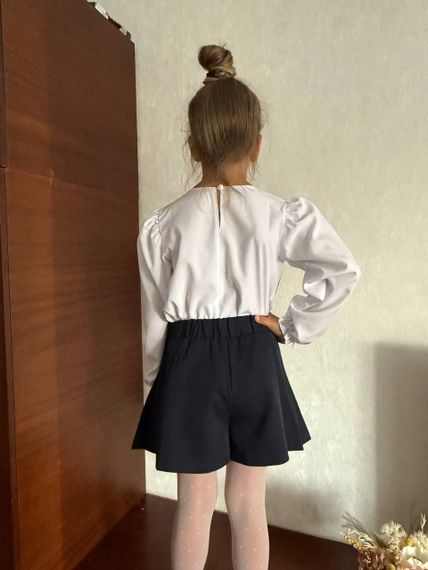 Дитяча шкільна спідниця-шорти на дівчинку в складку колір чорний розмір 134, SBR560 | Зображення 6