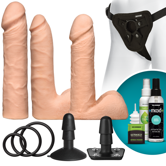 Набір для страпону Doc Johnson Vac-U-Lock Dual Density UltraSKYN Set, діаметр 3х4,5см
