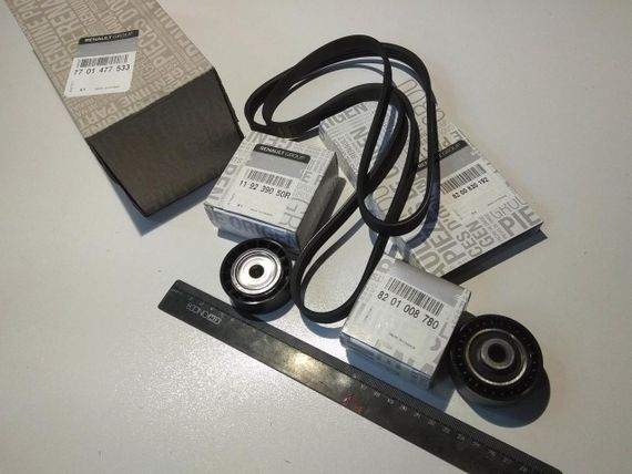 Ремінь генератора струмковий + ролики RENAULT 1.2 16v (7701477533) 4PK1538