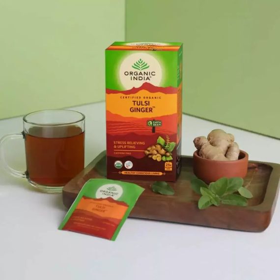Трав’яний чай з Імбирем та Туласі  25 пакетиків Organic India 801541040438 | Зображення 1