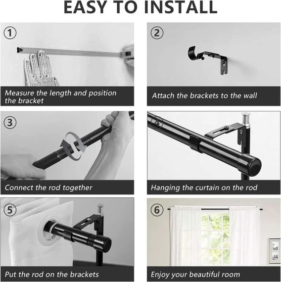 Регулируемый карниз FLY HAWK 99-121 см, нержавеющая сталь, 16 мм, комплект 2 шт, серебристый, карниз | Зображення 5