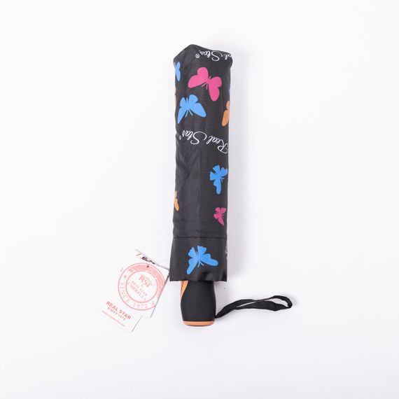 Парасолька напівавтомат з принтом міцна з поліестеру діаметр 97 см Чорна HP-23-2B | Зображення 7