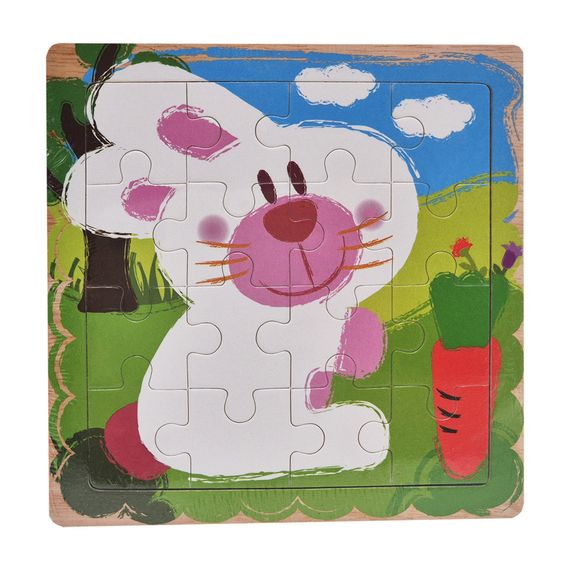 Деревянный пазл-вкладыш Кролик с морковкой 73260-21, 16 деталей