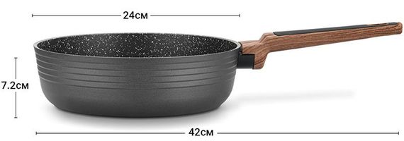 Сковорода глибока Fissman Diamond Grey Ø24см з 5-шаровим антипригарним покриттям, чорний | Зображення 5