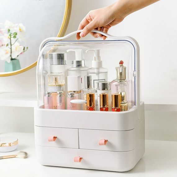 Органайзер для косметики та прикрас із висувними ящиками Cosmetic Box Білий, GW-880 | Зображення 3
