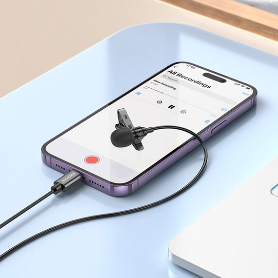 Микрофон петличный Borofone BFK11 Elegant lavalier Lightning (2m) Black | Зображення 4