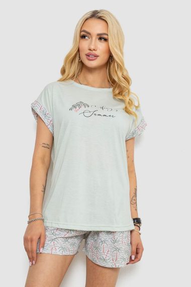 Пижама женская с принтом  -уценка, цвет мятный, 243R2107-U-5