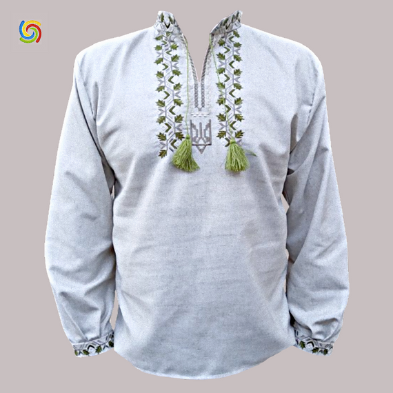 Рубашка Украинская вышиванка  326311 цвет серый размер XXL/3XL