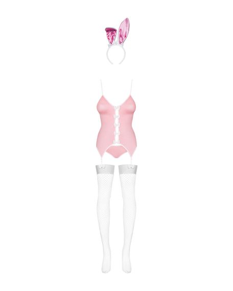 Еротичний костюм зайчика Obsessive Bunny suit 4 pcs costume pink, рожевий, топ з підв’язками, т, L/XL | Зображення 4