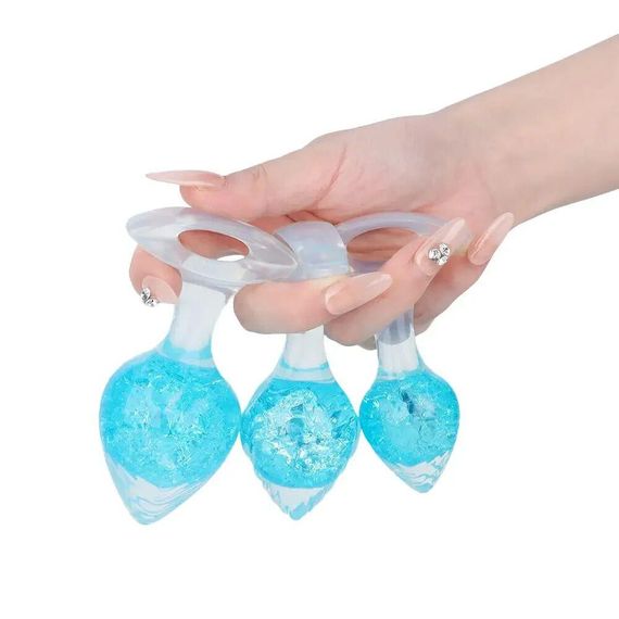 Анальная пробка Liebe Seele Heart-shaped Crystal Anal Plug - Blue Small Sex Aura | Зображення 3