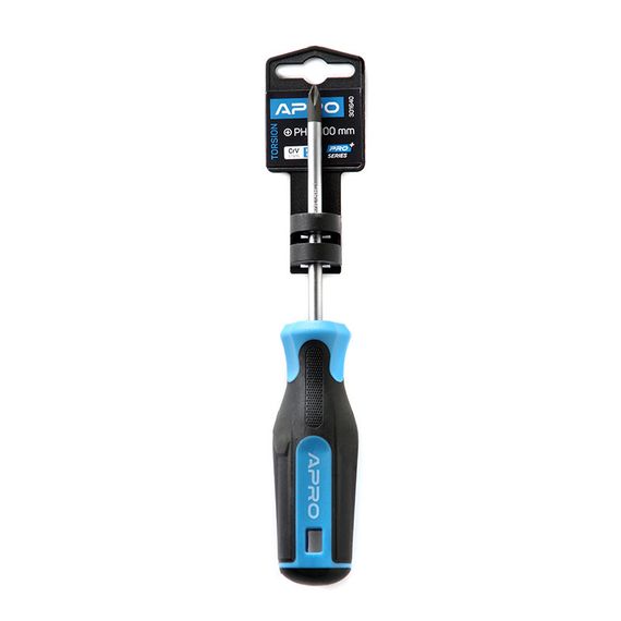 Отвертка крестовая обрезиненная рукоятка CrV PH2x100 (Phillips) APRO 3016401 | Зображення 1