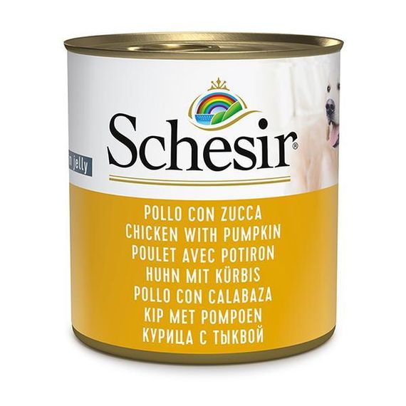 Schesir Chicken With Pumpkin шезир курка з гарбузом в желе натуральні консерви для собак, вологий корм, банка