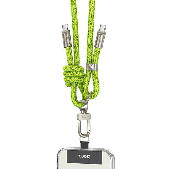 Дата кабель-шнурок Hoco GH7 Elegant Type-C to Type-C (1.8m) Fluorescent Green | Зображення 2
