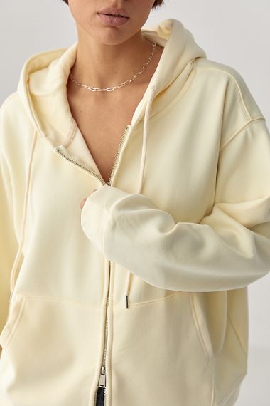 Тепле жіноче худі з начісом - лимонний цвет, ONE SIZE (є розміри) | Зображення 3