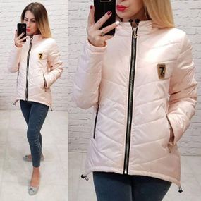Жіноча демісезонна куртка з емблемою, арт.210/7, молочний