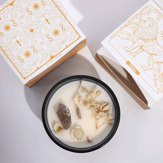 Свічка соєва з камінням та квітами  Лев 330г Hop Hare 5056368334726 | Зображення 3