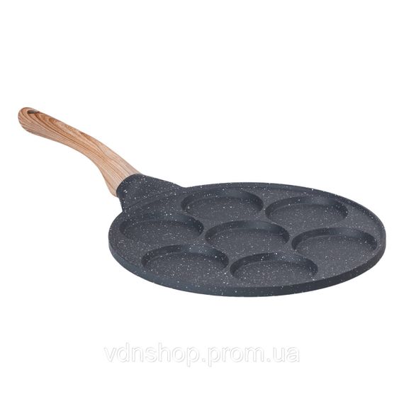 Сковорода с антипригарным покрытием 26 см для блинов, яиц и оладьев, 7-секционная круглая серая HP-39-582-C