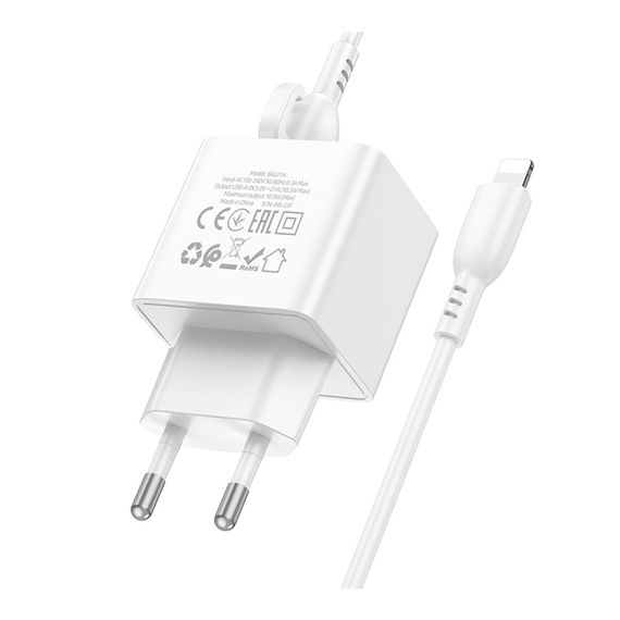 Сетевое Зарядное Устройство Borofone BAS11A 1USB 2.1A+USB to Lightning | Зображення 6
