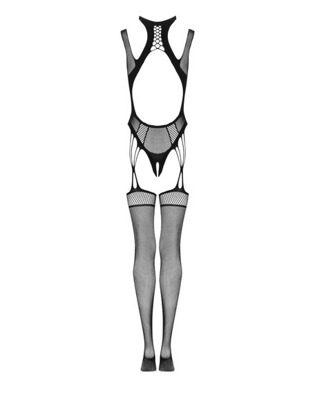 Ажурний бодістокінг з отворами Obsessive Bodystocking G327 black S/M/L, комбінезон, з доступом | Зображення 5