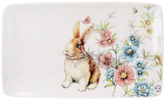 Набір 6 фарфорових тарілок Happy Rabbit 21х13см, прямокутні