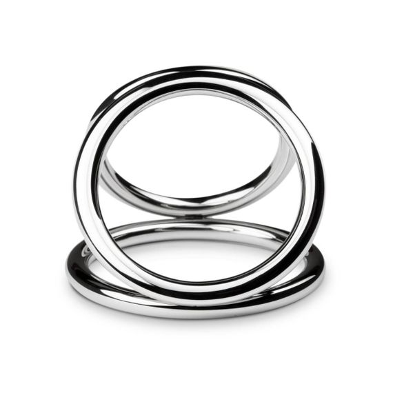 Тройное эрекционное кольцо Sinner Gear Unbendable — Triad Chamber Metal Cock and Ball Ring — Large | Зображення 2