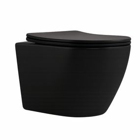 Унитаз подвесной Qtap Robin New Ultra Quiet безободковый с сиденьем Soft-close MATT BLACK QT13332381АSMB