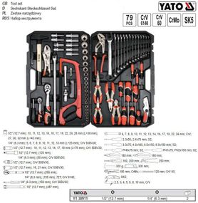 Набор инструмента YATO Польша головок торцевых 1/2'' 79 предметов YT-38911