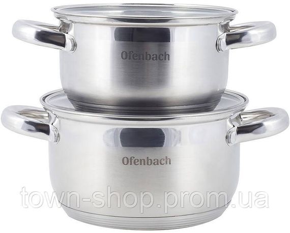 Набор 2 кастрюли Ofenbach Hamburg 1.1л, 1.7л из нержавеющей стали с 5-слойным индукционным дном NB-100003 | Зображення 1