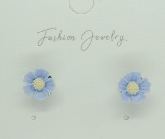 Дитячі сережки Сережки гвоздики пусети Liresmina Jewelry блакитні квіточки 0.8 см | Зображення 1
