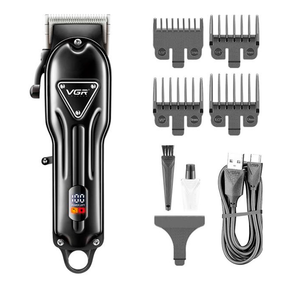 Акумуляторна машинка для стрижки VGR V-051, 4 насадки, 2500 mAh, LED дисплей