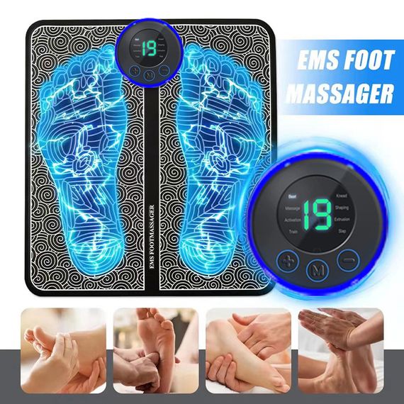 Умный USB массажёр для ног с EMS стимуляцией, 8 режимов массажа и 19 уровней интенсивности | Зображення 7