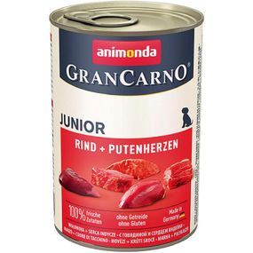 Вологий корм для молодих собак Animonda GranCarno Original Junior яловичина та серця індички 400 г (4017721827287)