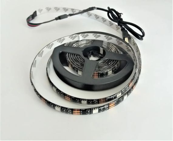 Стрічка світлодіодна RGB 5050 2м з пультом для підсвічування телевізора, монітора, меблів від USB | Зображення 4