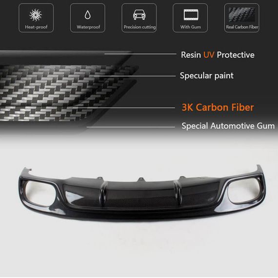 Диффузор заднего бампера (для Base 2011-2015, Карбон) для Ауди A4 B8 | Зображення 4