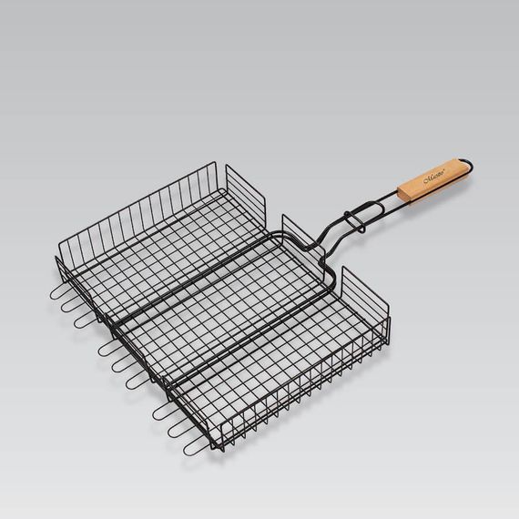 Решітка-гриль Maestro MR-1001, 40×30×5 см для мангала і барбекю з дерев'яною ручкою