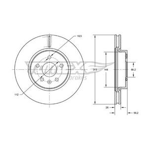 Диск передній гальмівний Ford Galaxy 00-06/ VW Sharan 97-10/ T4 90-03 (313x26), TX 73-89
